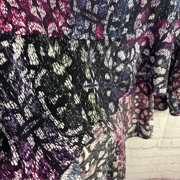 HUNTER BELL Blouse ladies Small colorful asymmetric silk hi/lo artsy - Picture 8 of 12